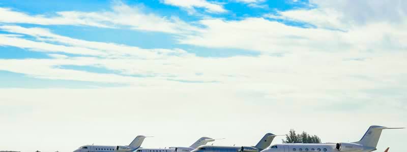 A row of executive jets on the apron