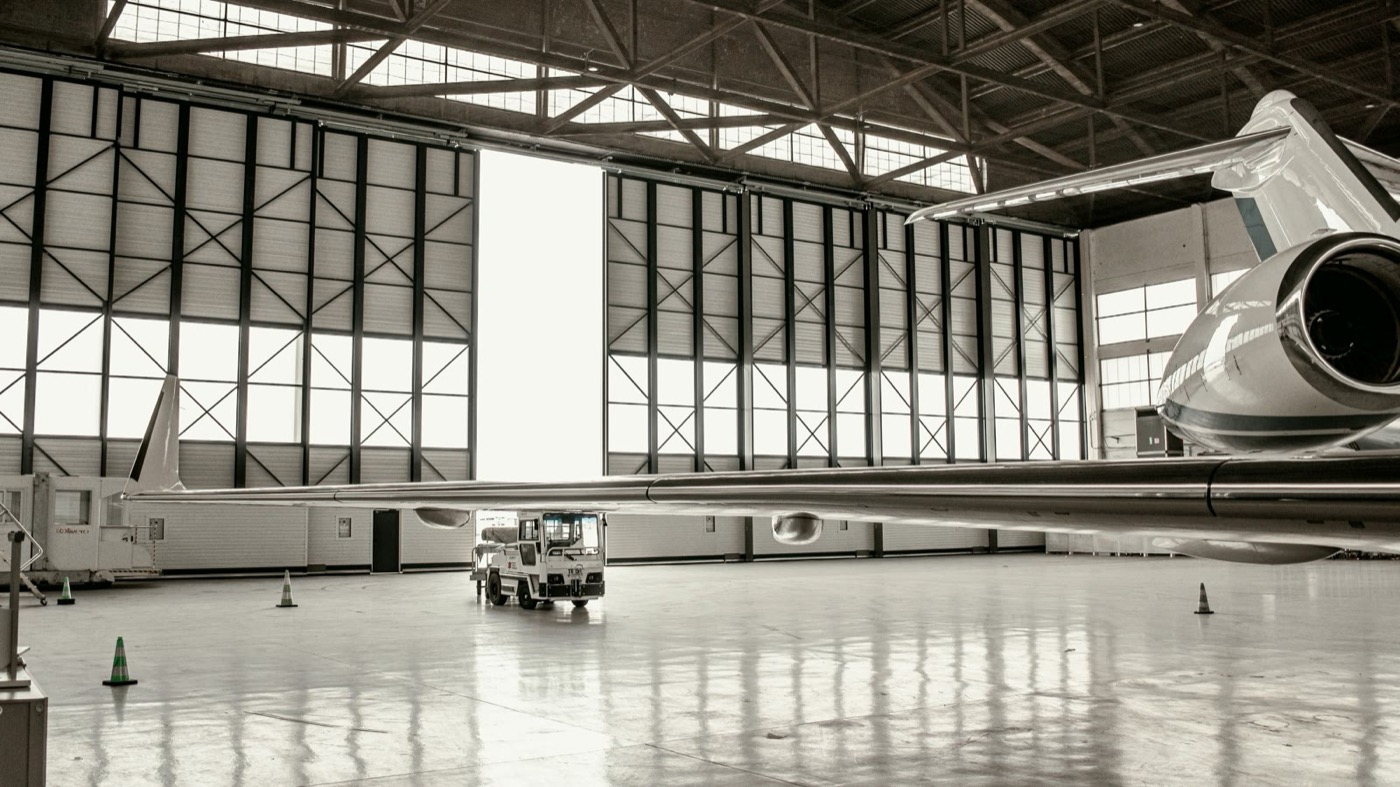 Open door of an executive aircraft