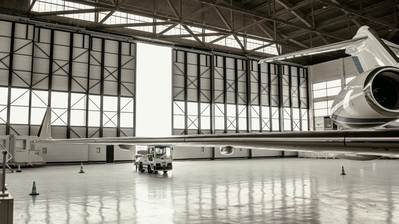 Open door of an executive aircraft